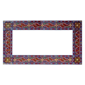 Red Brick Horizontal Full length Moroccan Hand painted mirror frame 61" x 24" - Picture 1 of 5