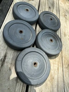 Flat Free Solid Rubber Wheel 5/16" Axle Shaft- 5" x 1.25" Wide-Group of 5 - Picture 1 of 3