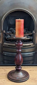 Candelabro vintage torneado de madera y Cooper iglesia/pilar - Imagen 1 de 24