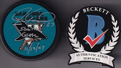 BECKETT JEREMY ROENICK "500TH GOAL 11/10/07" SIGNED SAN JOSE SHARKS PUCK WV45610 - Image 1 of 3