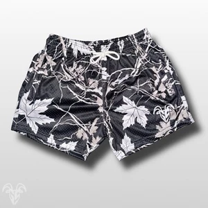 Goat Strength Ahorn Tarnmuster - 5 Zoll Schrittlänge Netzshorts - Reißverschlusstaschen - Bild 1 von 5