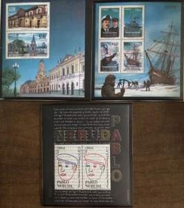 Chile Stamp 942a 960a 981a Souvenir Sheets Mint Never Hinged - Picture 1 of 4
