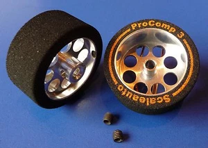 Scaleauto ProCOMP-3 ALUFELGE & Moosgummi REIFEN 25,5x13x19mm ROT 1PAAR SC2436P