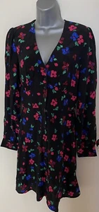 Nobodys Child schwarz Multi Blumen Siri Minikleid Größe 8 - Bild 1 von 12