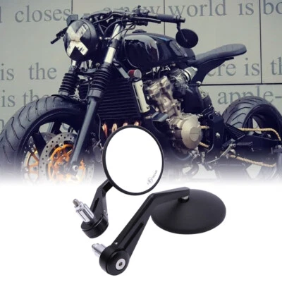 一对 7/8 英寸圆形中空车把端镜适用于本田 CB 600 定制咖啡赛车 — 第 1/4 张图片