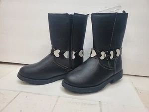 Girl’s 13Y Black Leather Boots Winter Fall Dress Shoes Carter’s Western Cowgirl - Picture 1 of 5
