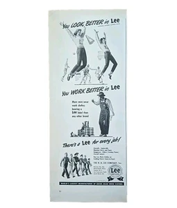 Anuncio estampado ropa Lee vintage 1950. Mono de trabajo posterior a la Segunda Guerra Mundial - Imagen 1 de 1