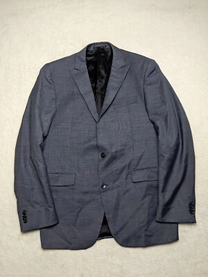 Kenneth Cole Men 42R Blue birdseye Wool Blazer Jacket 2 Button Sport Coat - Image 1 of 4