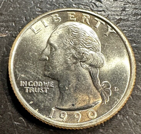 1990-D 25c Washington Quarter BU Uncirculated Cover