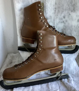 Vintage Riedell 460 Brown Leather Ice Figure Skates Men's 12 M4 red wing minn - Picture 1 of 18