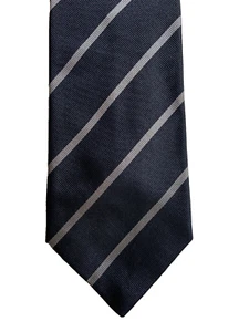 Salvatore Morziello Serafini 100% Silk Striped Tie Navy Blue - Picture 1 of 5
