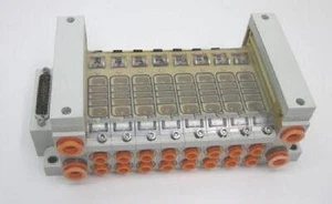 SMC EXH Pneumatic Valve Bank 8 Port Manifold - Picture 1 of 7