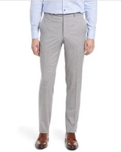 Pantalones de vestir Peter Millar a medida frente plano elástico lana gris claro 40x36 da78 - Imagen 1 de 2