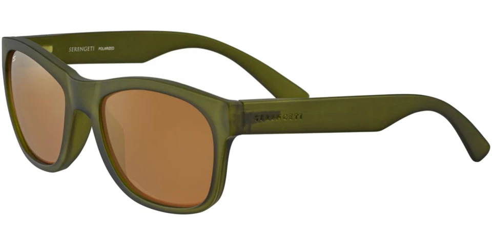 Serengeti Sunglasses Unisex Green Rectangle Gold Mirrored Polarized SS557002 Cha