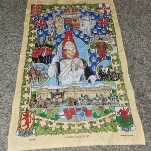 Vintage Tea Towel Cotton London Pageantry Lamont 1697 England Ireland Scotland - Picture 1 of 6