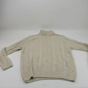 Pria Women's Turtleneck Sweater Cable Knit 100% Cotton Long Sleeve   XL Cream - Picture 1 of 7