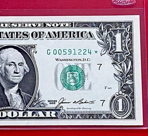 1985 STAR NOTE $1 DOLLAR BILL ( CHICAGO G ) UNCIRCULATED - Picture 1 of 3