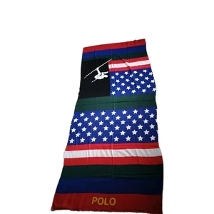 Polo Ralph Lauren Unisex  Colorblock Scarf 80x34 Red White Blue Skier Wool - Picture 1 of 8