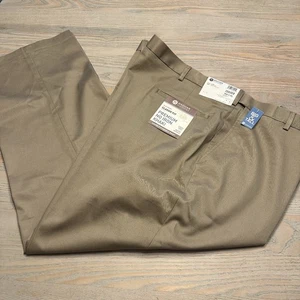 NEW Haggar Premium No Iron Khakis 56x30 Classic Fit Flat Front Beige $80 - Picture 1 of 19
