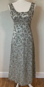 Vintage schweres graublaues ärmelloses langes Kleid mit Perlen 1950 / 1960 LESEN - Bild 1 von 15