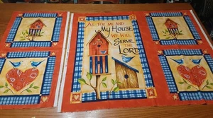 Daisy Kingdom Fabric Quilt Panel PIllow Panel As For Me and My House Birdhouse - Picture 1 of 9