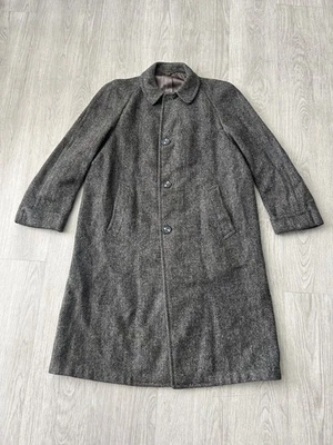 Vintage Harris Tweed Scottish Wool Overcoat Top Car Coat Trench  - Image 1 of 4