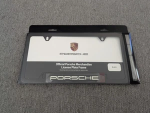 NEW Official Porsche Merchandise Black License Plate Frame Genuine Accessory - Picture 1 of 2