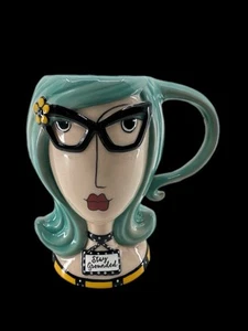 Rare Dollymama’s by Joey Ceramic Mug “Stay Grounded” Girl Face Porcelain Pop art - Picture 1 of 10