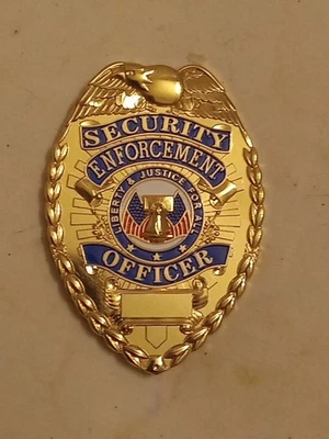 U.S. SOLID New Metal Security Enforcement Officer Badge 3" Liberty & Justice For All