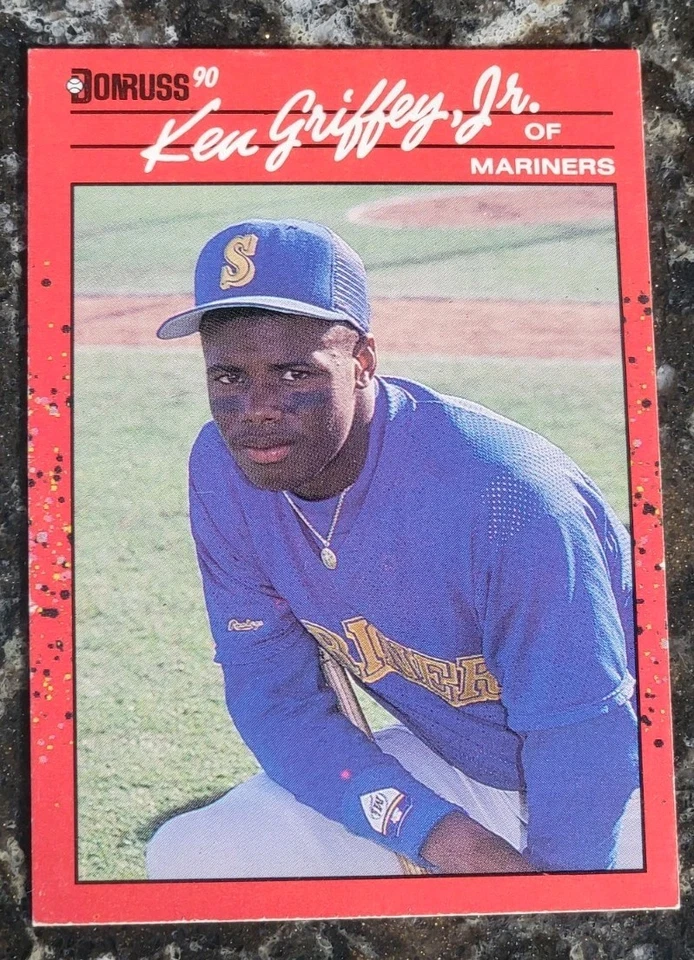 1990 Donruss Ken Griffey Jr. Seattle Mariners #365 cartão de beisebol ponto rosa erro! - Imagem 1 de 4