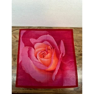 Lebendig Rosa Rosenmuster Quadrat Seide Schal Accessoire 20x20" Mode Hergestellt in Korea - Bild 1 von 2