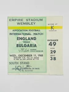Entrada de partido internacional Inglaterra V Bulgaria 1968 11-12-1968 - Imagen 1 de 1