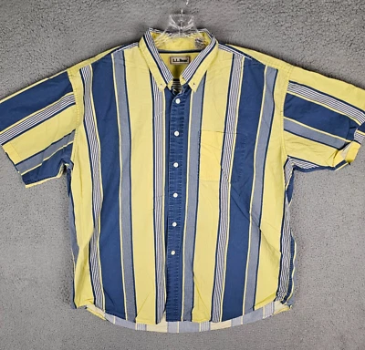 L.L. Bean Vintage Shirt Mens XL Striped Short Sleeve Patch Pocket Button Down - Image 1 of 4