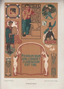 Original Jugendstil-Jugendstil Farblithographie von VON REMIGIUS GEYLING - Bild 1 von 2