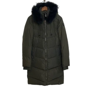 Rudsak Coat Women's XS Olive Green Goose Down Long Puffy Winter Jacket Fur Trim - Picture 1 of 16