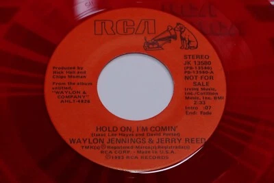 WAYLON JENNINGS/JERRY REED Hold On, I'm Comin' RCA RED VINYL 45 - NM - Image 1 of 3