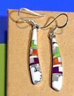 2? Navajo Sterling Silver White Buffalo Turquoise Gaspeite Spiny Oyster Earrings