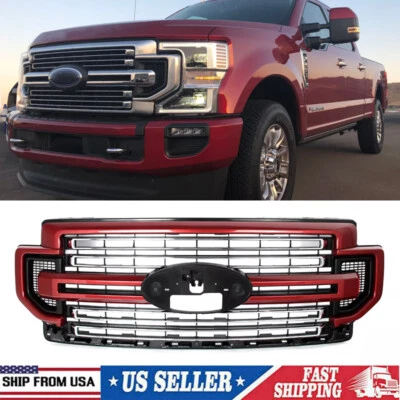 For 2020-2022 Ford Super Duty F250 F350 F450 LIMITED Rapid Red Front Grille New - Изображение 1 из 4