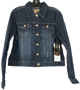 Royalty For Me Long Sleeve Pocketed Button Up Denim Jacket- Size M- Blue Women's - Picture 1 of 8