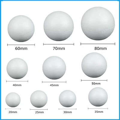 Polystyrene Balls Solid Sweet Styrofoam Balls Tree Craft Bauble 20-80mm Spheres - Image 1 of 4