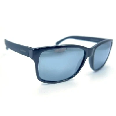 Gafas de sol Calvin Klein R686S negras de goma lentes plateadas espejadas 57-15-135 Foto 1 de 4