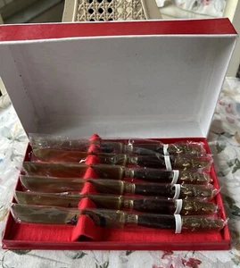 Juego De 6 Cuchillos Cubiertos Vintage Siam Bronce Erawan Patrón Elefante - Tailandia - Imagen 1 de 7