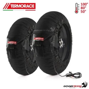 Coppia termocoperte moto radiali Termorace Evo 2XL nere 120-180/200 - Picture 1 of 5