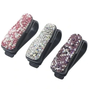 Car Sun Visor Sunglasses Eyeglasses Holder ABS Clip Credit Card ID W/ Diamond - Picture 1 of 10