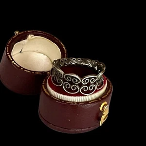 Antik Vintage Deko Retro Sterling Silber 925 filigran Bandring S 5,25 2,2 g - Bild 1 von 5