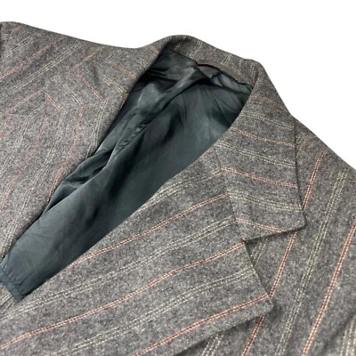 Blazer De Colección Saks Fifth Avenue Para Hombre Franela Lana 2 Botones Gris Rayas • 40R Foto 1 de 4