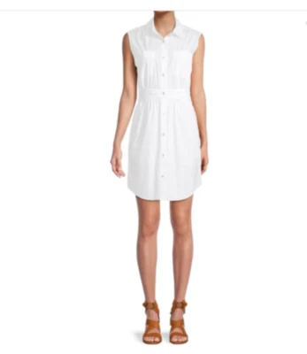 NWT $350 DEREK LAM 10 CROSBY Cora Sleeveless Shirtdress White Sz 0 - Image 1 of 4