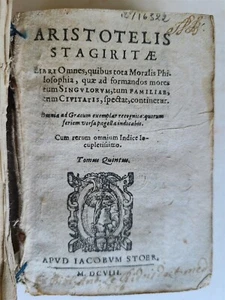 1608 ARISTOTLE in LATIN antique ARISTOTELIS STAGIRITAE VELLUM BOUND - Bild 1 von 9