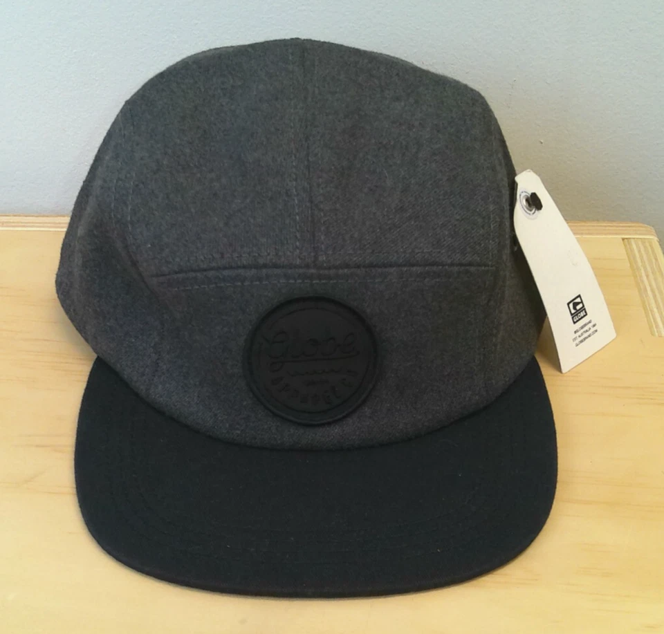 Globe Shoes Hat Cap Strap Back Black Gray Skater Skateboard Skating Panel Mens - Image 1 of 4