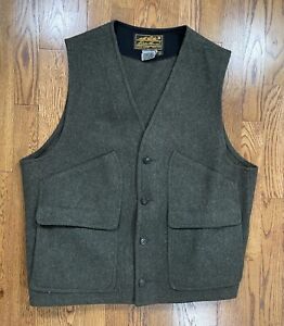 Vintage 90s Eddie Bauer Wool Vest Olive Green Men’s Size L 